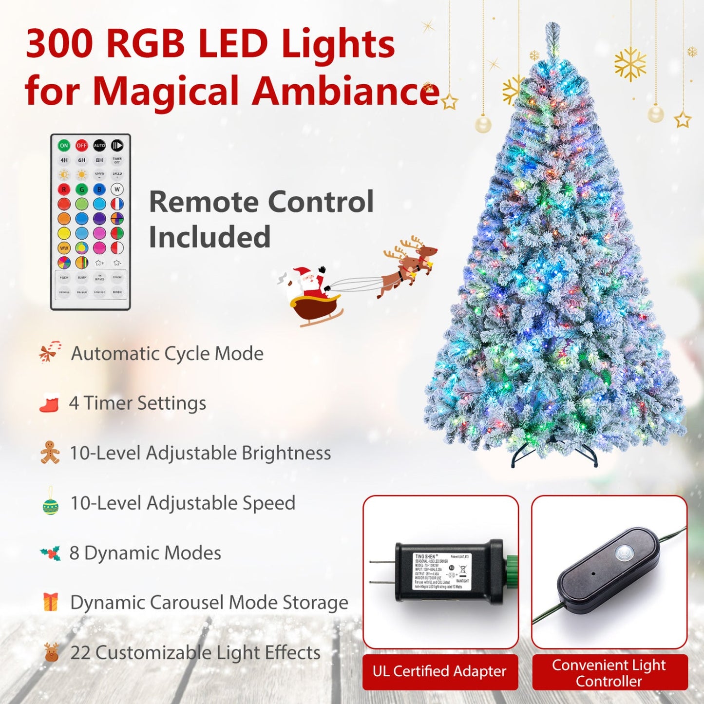 DirectDeals 6 ft smart pencil Christmas tree with RGB LED lights, music sync and remote control on Tampa Home & Garden Store