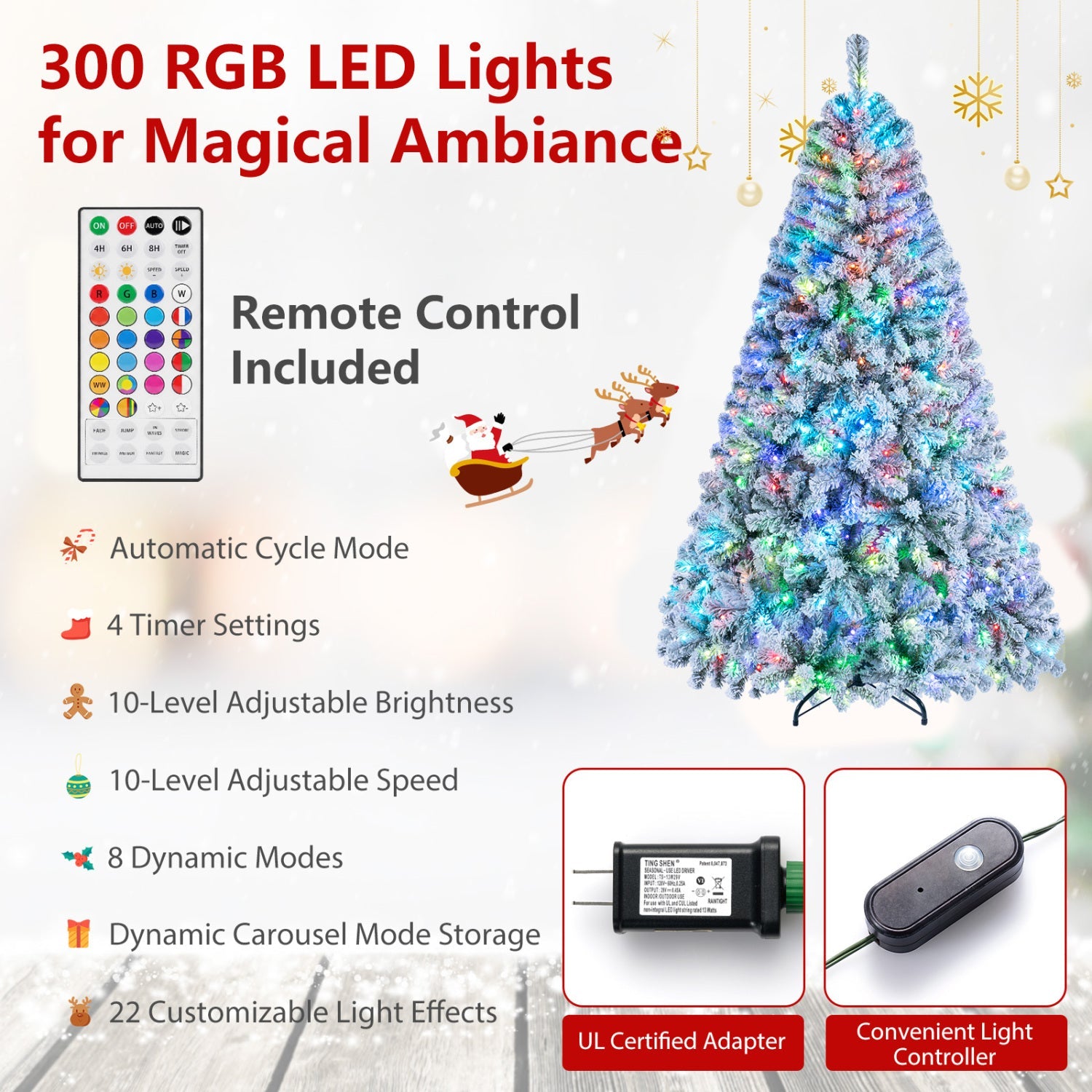 DirectDeals 6 ft smart pencil Christmas tree with RGB LED lights, music sync and remote control on Tampa Home & Garden Store
