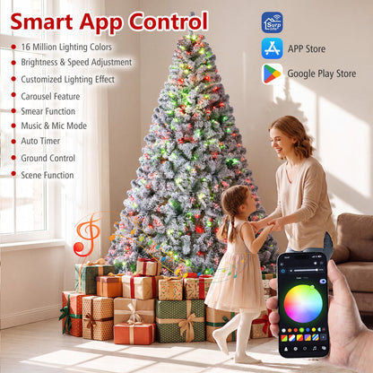 6 ft DirectDeals pencil Christmas tree with frosted white branches and RGB lights on Tampa Home & Garden Store