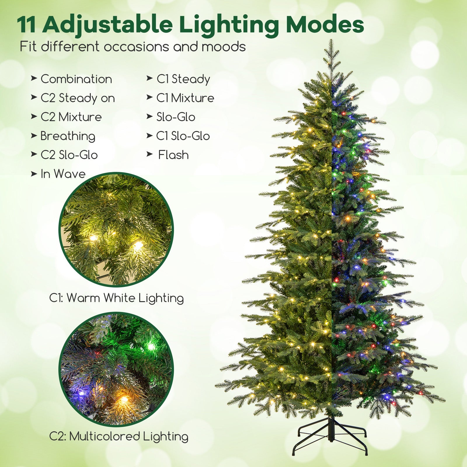 7.5 ft DirectDeals pre-lit artificial Christmas tree with warm white LEDs 11 lighting modes on Tampa Home & Garden Store