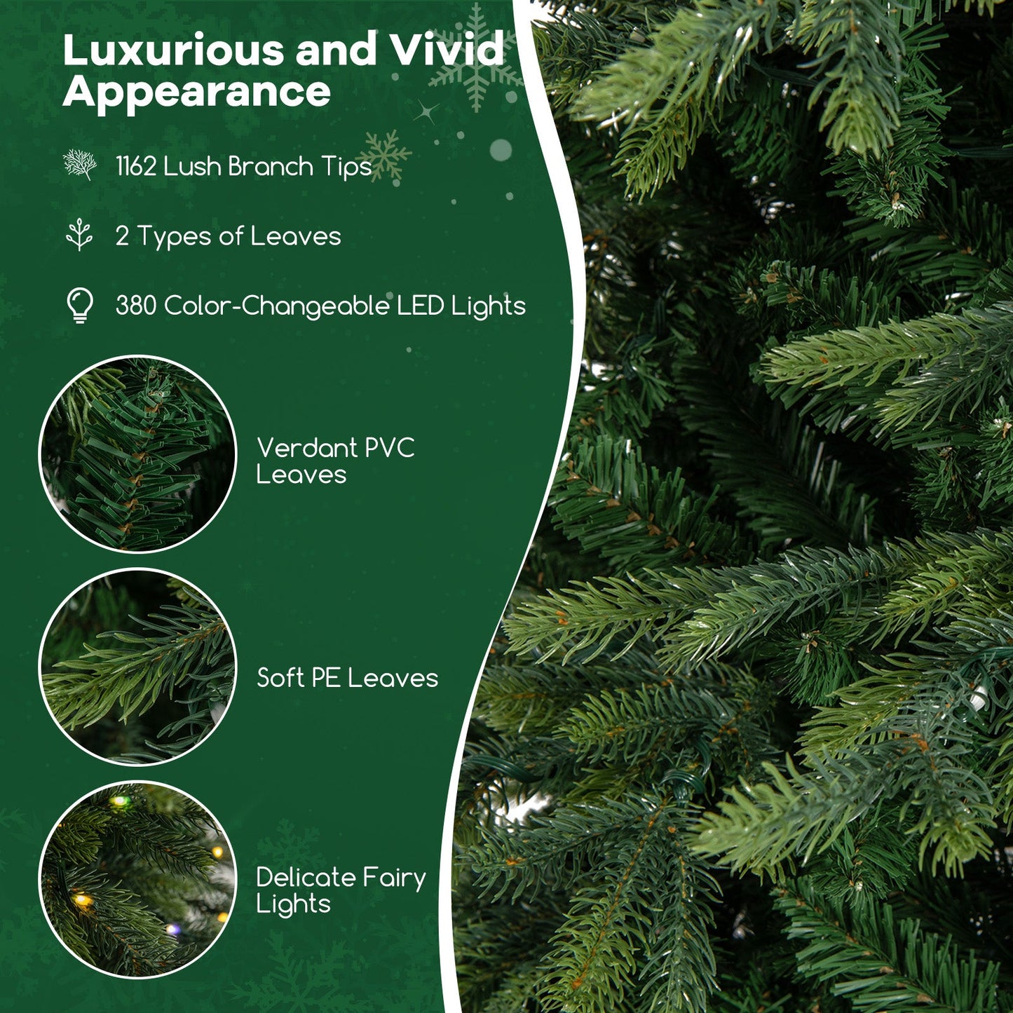 DirectDeals 7.5 ft pre-lit artificial Christmas tree with warm white LED lights and PVC leaves on Tampa Home & Garden Store