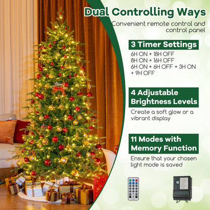 7.5 ft DirectDeals pre-lit Christmas tree with warm white LEDs red ornaments on Tampa Home & Garden Store