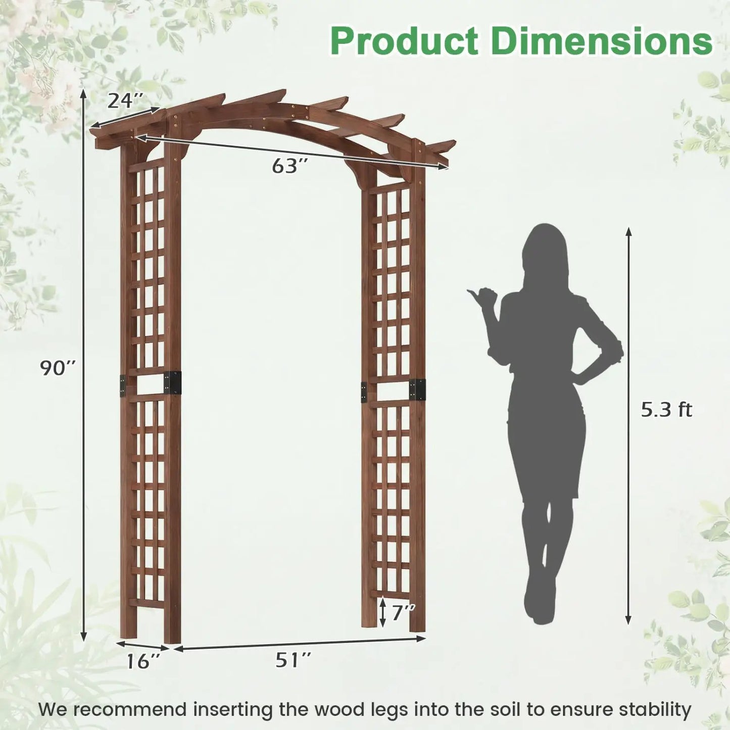 7.5 Ft Garden Arch Arbor For Climbing Plants