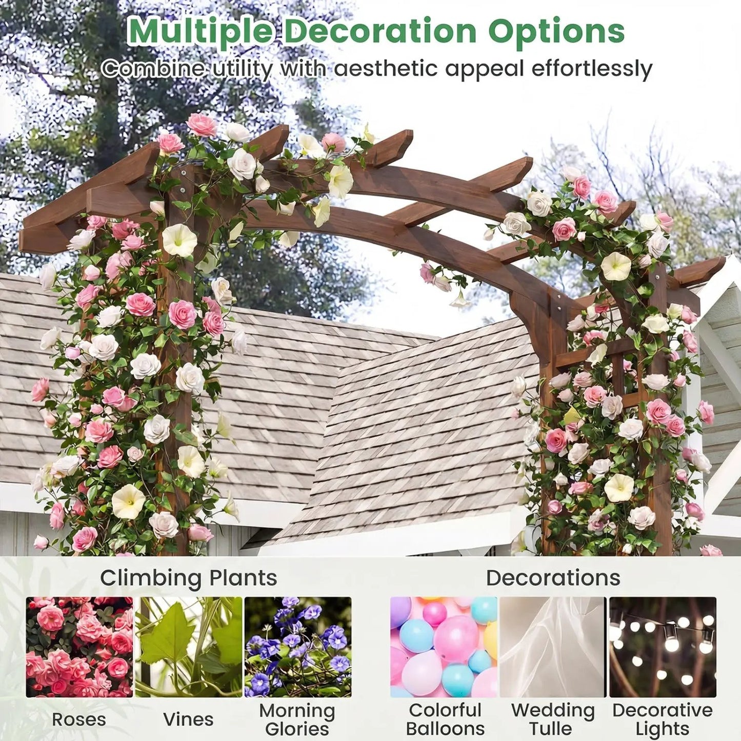7.5 Ft Garden Arch Arbor For Climbing Plants