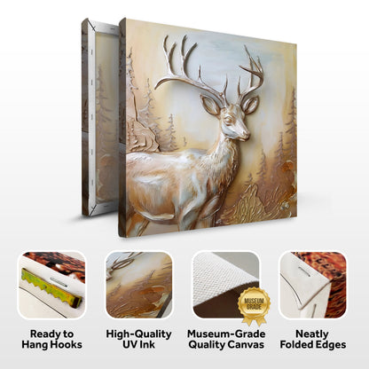 3D Deer Wall Art Canvas by Tailored Canvases with beige-blue textured backdrop on Tampa Home & Garden Store