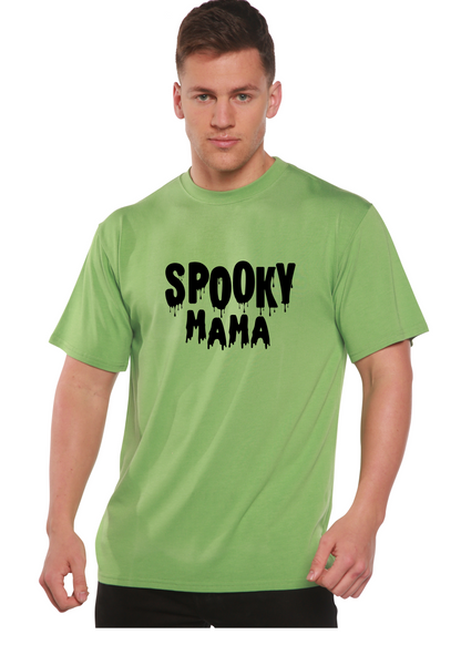 Spooky Mama men's bamboo viscose/organic cotton tee lime green with dripping SPOOKY MAMA on Tampa Home & Garden Store