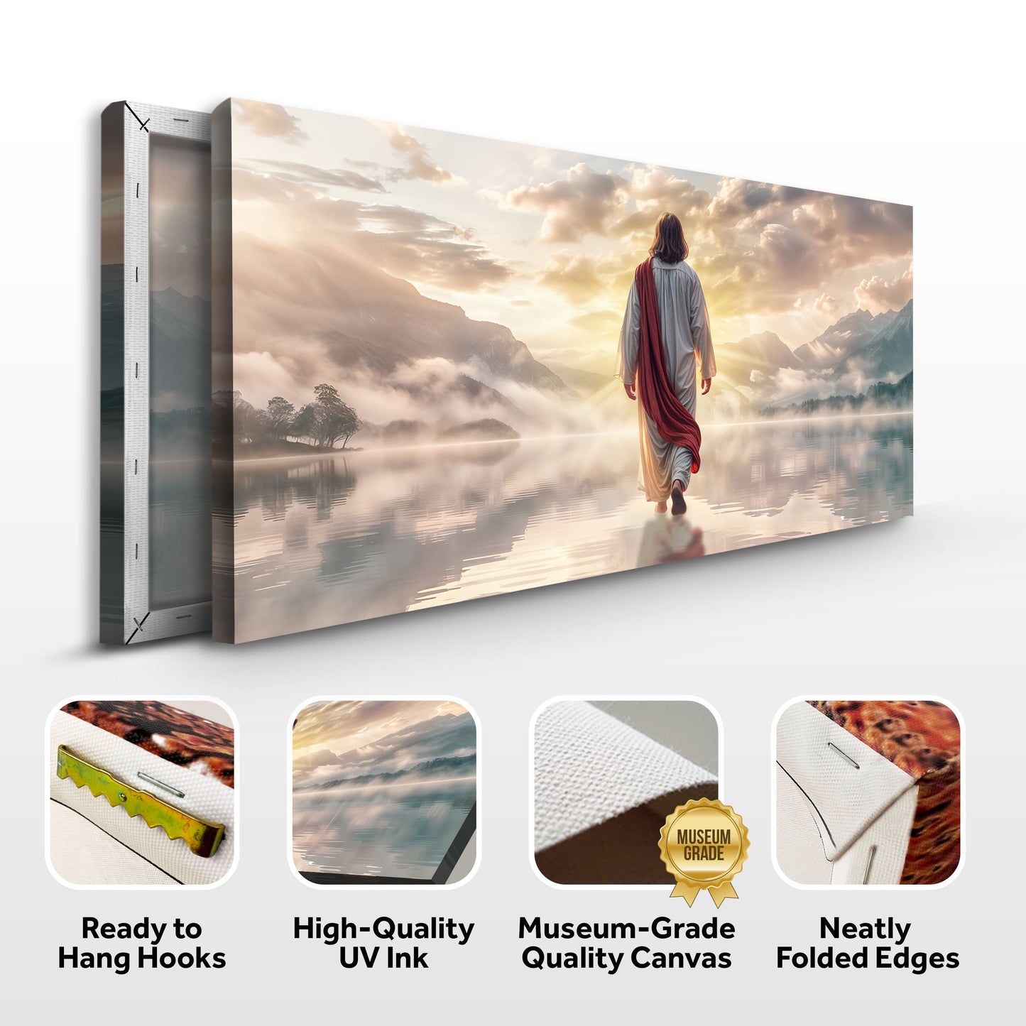 Reflections Faith Wall Art II canvas by Tailored Canvases robed figure at sunset over mountains on Tampa Home & Garden Store