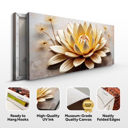 Golden Lotus Minimalist Abstract Wall Art II canvas by Tailored Canvases with gold lotus petals on Tampa Home & Garden Store