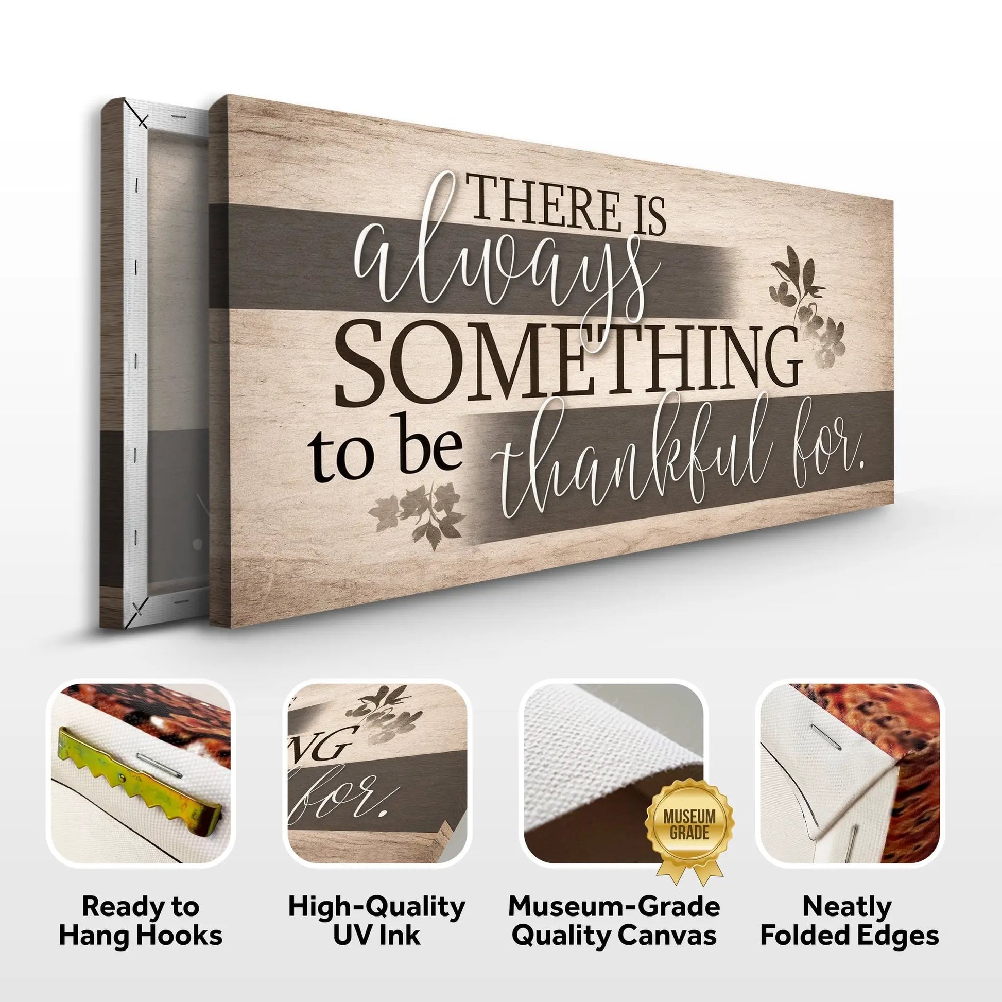 Something To Be Thankful Faith Wall Sign canvas with woodgrain finish on Tampa Home & Garden Store