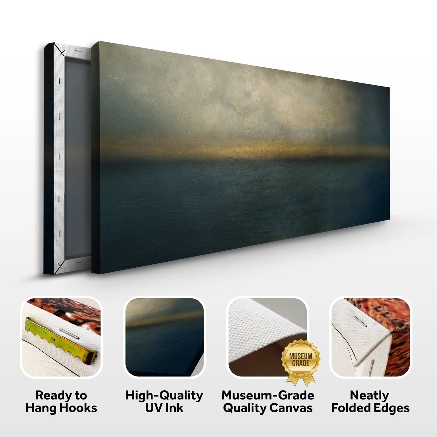 Waterscape Abstract Wall Art canvas by Tailored Canvases; gradient seascape in blue to gold on Tampa Home & Garden Store