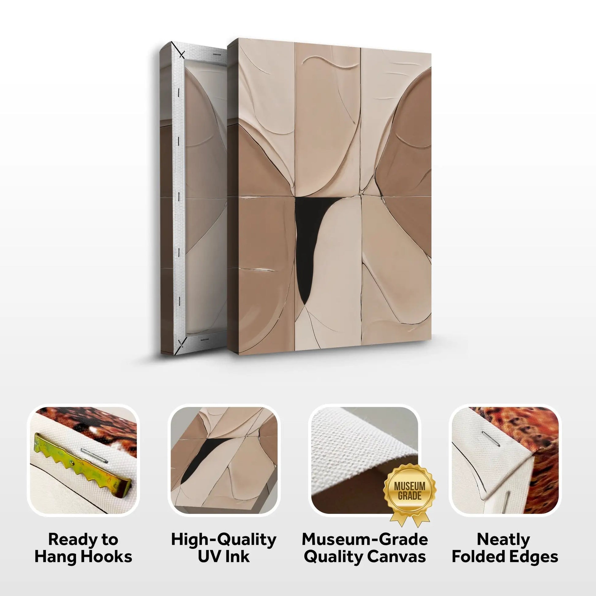 Neutral Abstract Boho Wall Art canvas, 3-panel beige tan abstract design by Tailored Canvases on Tampa Home & Garden Store