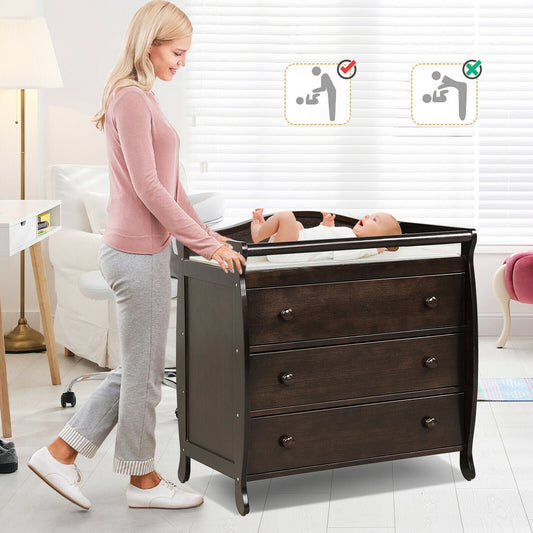 Baby Changing Table Infant Diaper with 3 Drawers and Safety Belt - Tampa Home & Garden Store