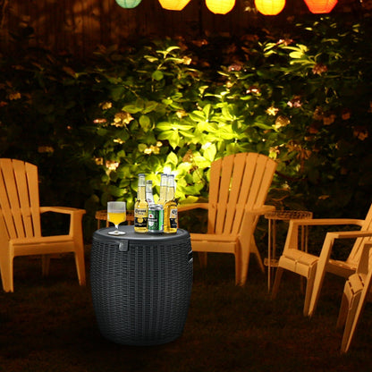 GemGear 9.5 gal 4-in-1 patio rattan cool bar cocktail table in dark wicker on Tampa Home & Garden Store