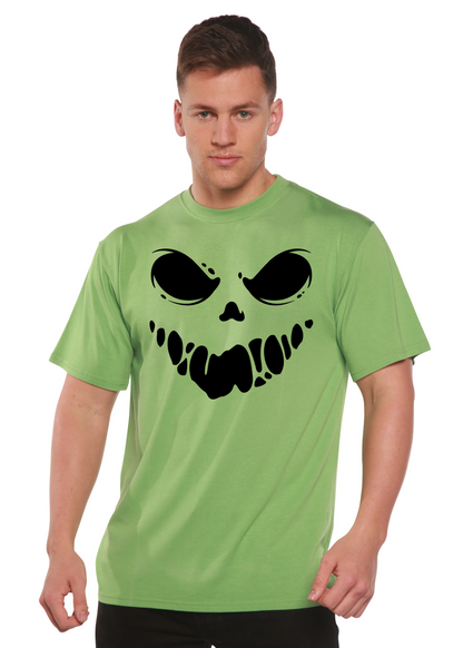 Men's Halloween Boo green graphic T-shirt with black skull by Spun Bamboo short sleeve on Tampa Home & Garden Store