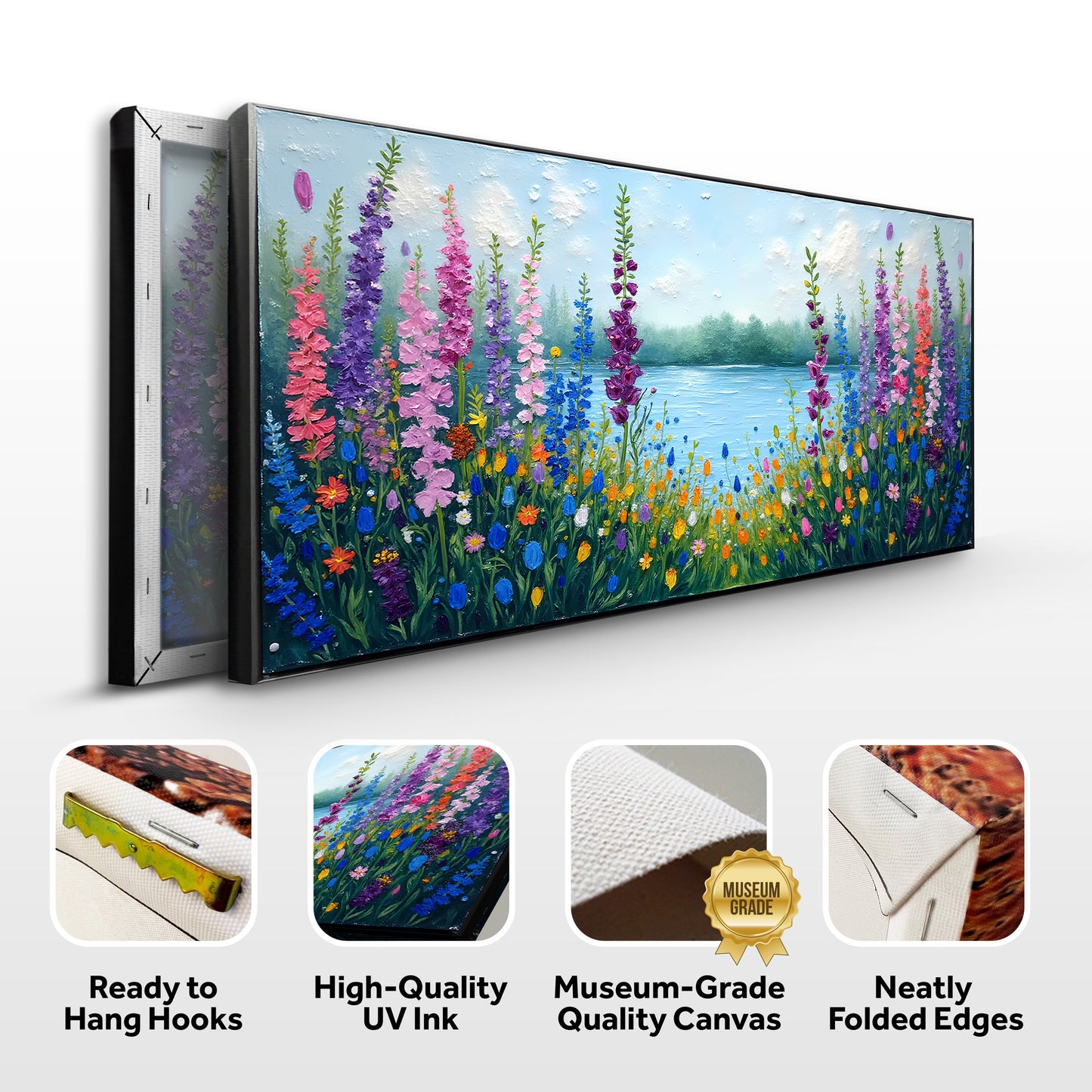 Alphine Meadow Wall Art canvas by Tailored Canvases with vivid wildflower meadow scene on Tampa Home & Garden Store