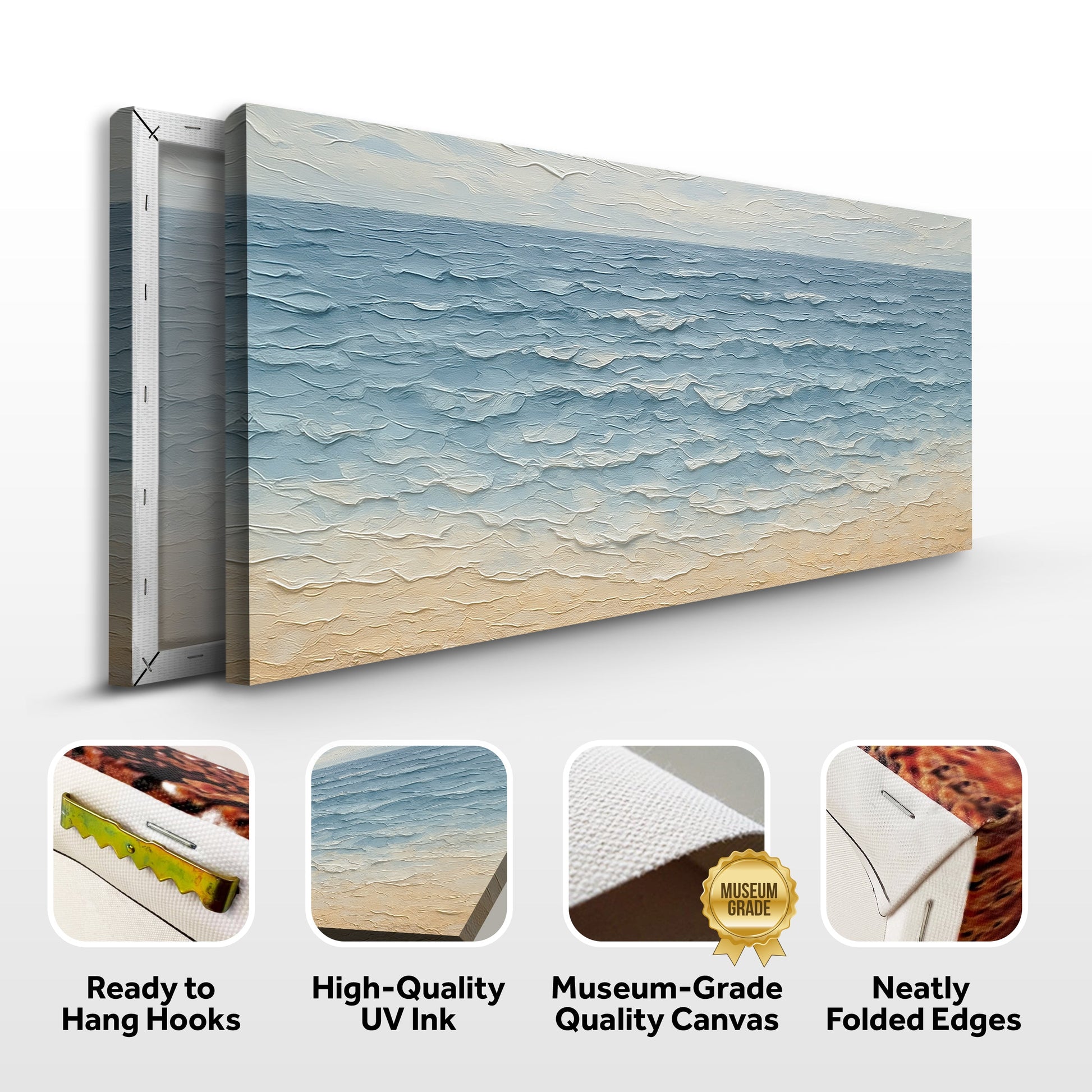 Serene Ocean Wave Coastal Wall Art VI canvas by Tailored Canvases, textured blue ocean seascape on Tampa Home & Garden Store