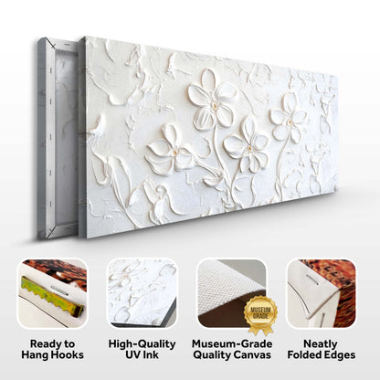 Floral Abstract Wall Art III canvas with white raised floral relief on cream Tailored Canvases on Tampa Home & Garden Store