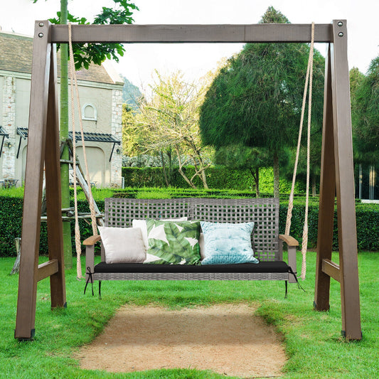 2-Person Patio Wicker Hanging Swing Chair-Black - Tampa Home & Garden Store