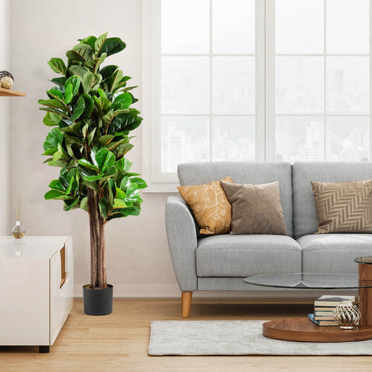 5 Feet Artificial Fiddle Leaf Fig Tree Decorative Planter - Tampa Home & Garden Store