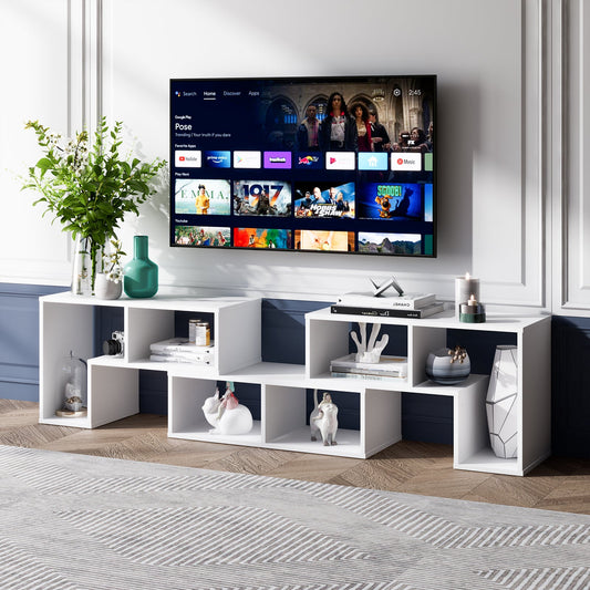 3 Pieces Adjustable TV Stand for TVs up to 65 Inch with Shelves-White - Tampa Home & Garden Store