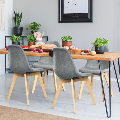 Juego de 4 sillas de comedor modernas con patas de madera y asiento acolchado de tela