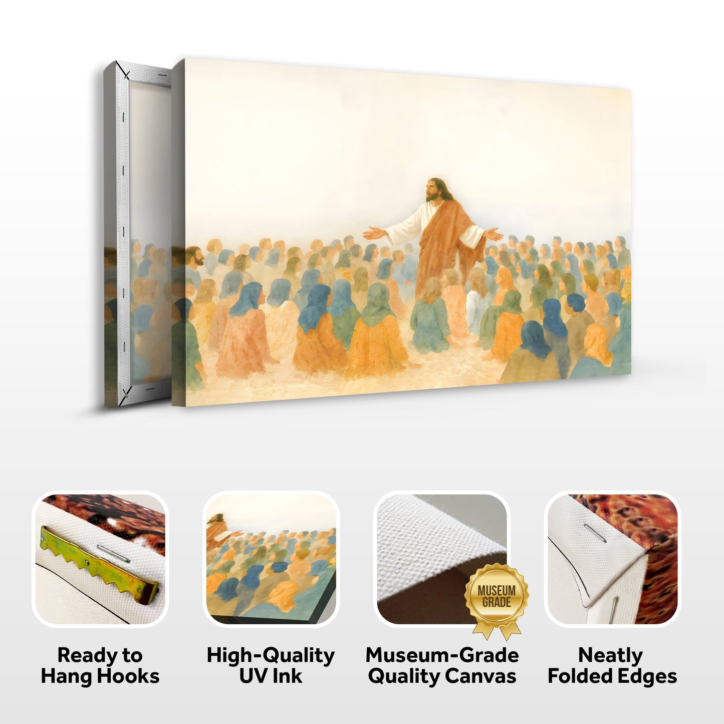 Jesus Speaking To Crowd Faith Wall Art canvas by Tailored Canvases, preaching scene on Tampa Home & Garden Store