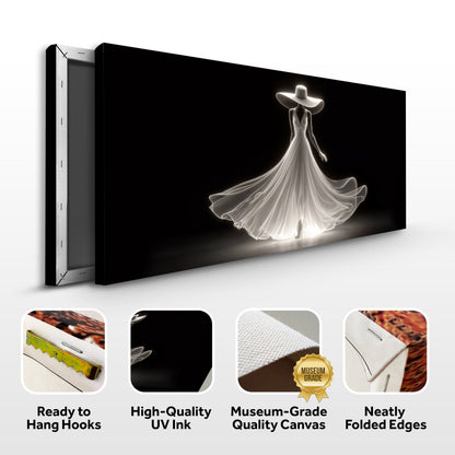 Modern Glam Fashion Wall Art Canvas by Tailored Canvases black backdrop illuminated gown on Tampa Home & Garden Store
