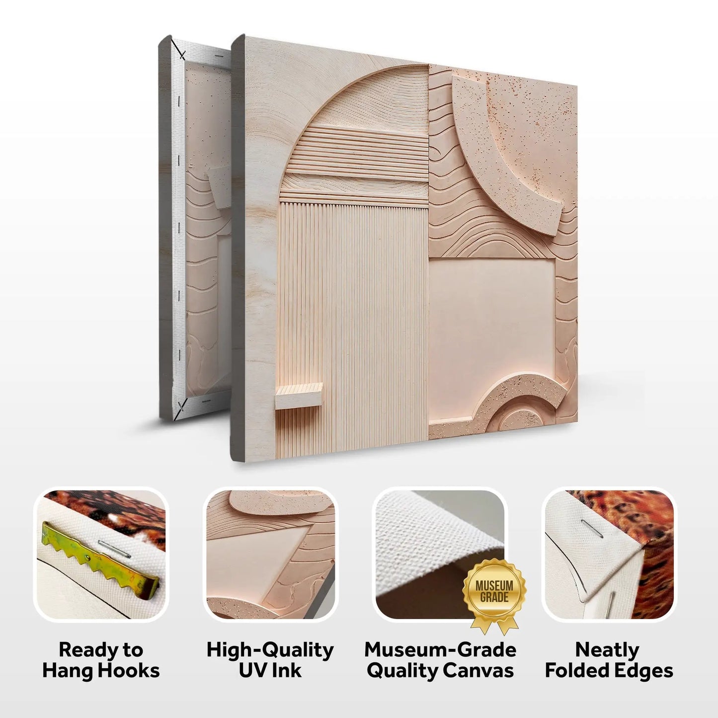 Minimalist Peach Clay Wall Art canvas with peach-toned textured panels Tailored Canvases on Tampa Home & Garden Store