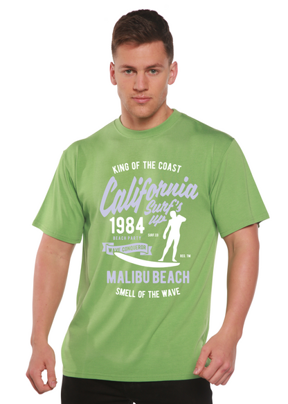 Spun Bamboo California 1984 men's short sleeve graphic T-shirt in green with surfer print on Tampa Home & Garden Store