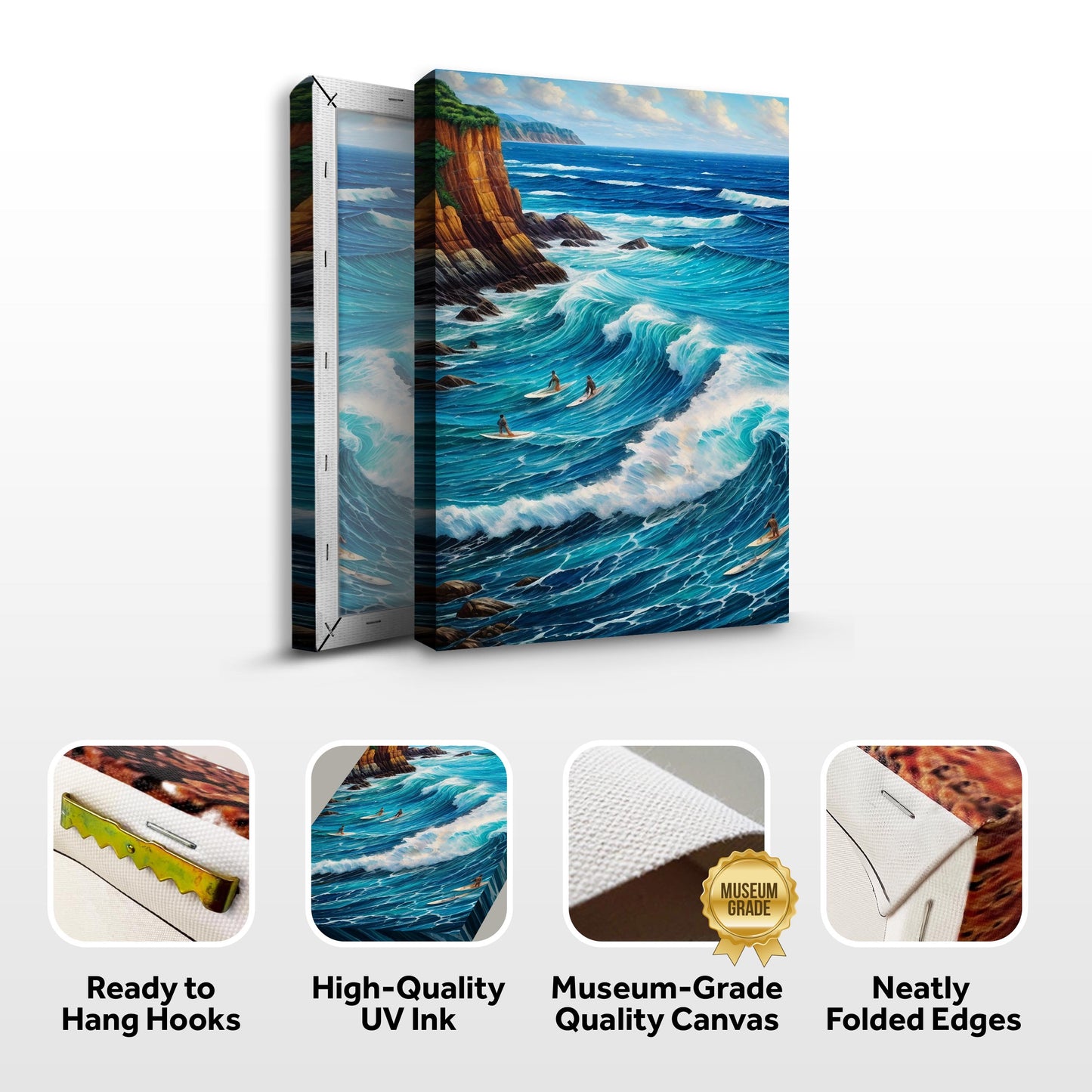 Beach Days Wall Art XX canvas triptych ocean cliffs and blue waves Tailored Canvases on Tampa Home & Garden Store