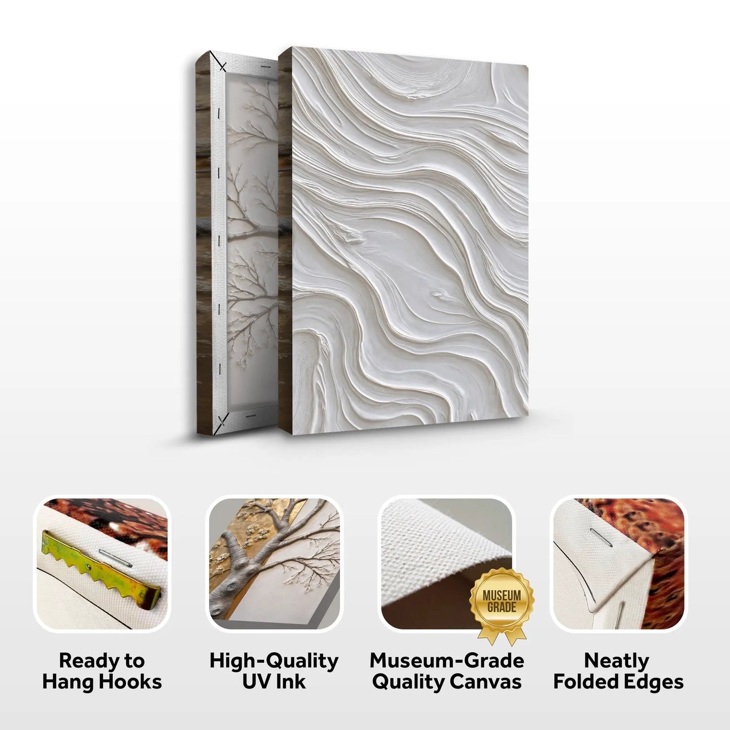 Canvas Minimalist Ocean Wave Wall Art by Tailored Canvases with white textured waves on Tampa Home & Garden Store