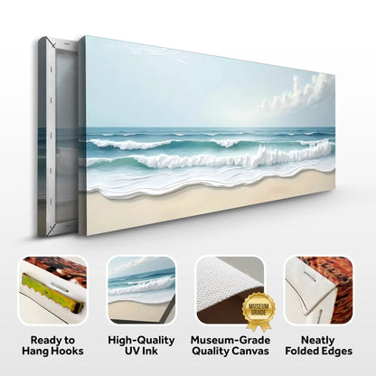 Serene Ocean Wave Coastal Wall Art Canvas XIV