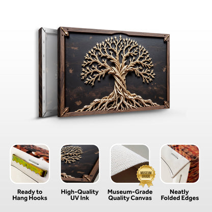 3D Celtic Tree of Life canvas wall art by Tailored Canvases in dark wood frame on Tampa Home & Garden Store