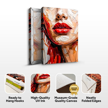 Contemporary Minimalist Abstract Wall Art II canvas triptych Tailored Canvases red lips on Tampa Home & Garden Store
