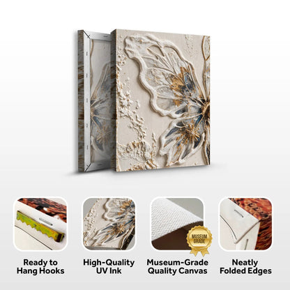 Half Butterfly Wall Art canvas Tailored Canvases with raised beige butterfly relief on Tampa Home & Garden Store