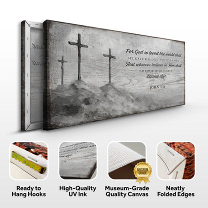 Canvas John 3:16 Faith Sign VIII crafting canvas with gray weathered wood backdrop and cross imagery on Tampa Home & Garden Store