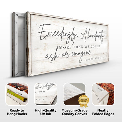 Canvas Exceedingly Abundantly Faith Sign III by Tailored Canvases, whitewashed frame on Tampa Home & Garden Store