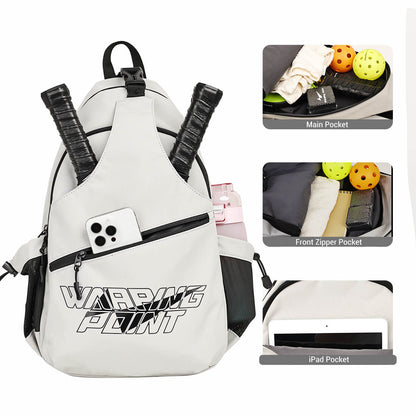 Warping Point Pickleball Sling Bag - Grey with main zip pocket and iPad pocket on Tampa Home & Garden Store