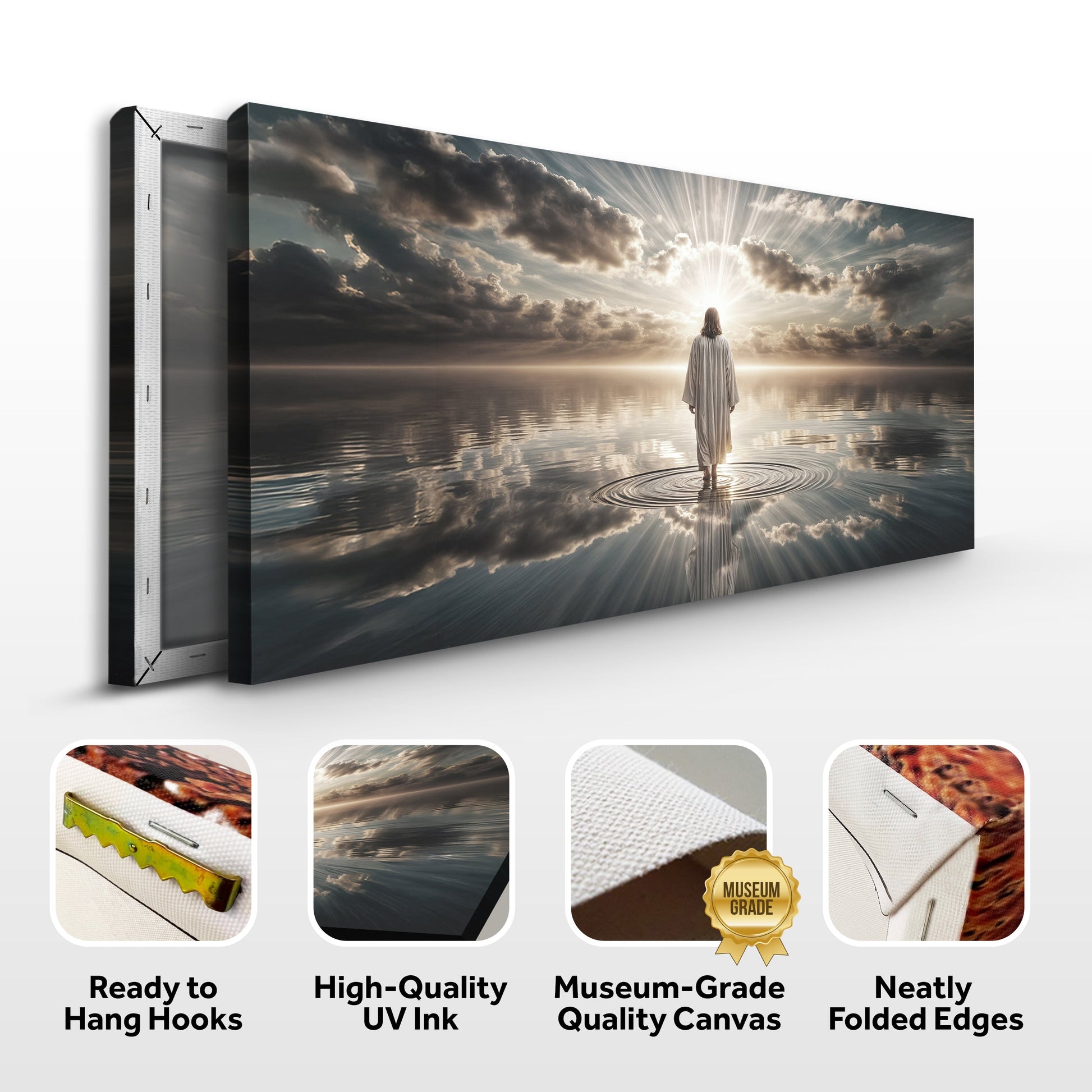 Walking on Water Faith Wall Art III canvas by Tailored Canvases in moody blue-gray skies on Tampa Home & Garden Store