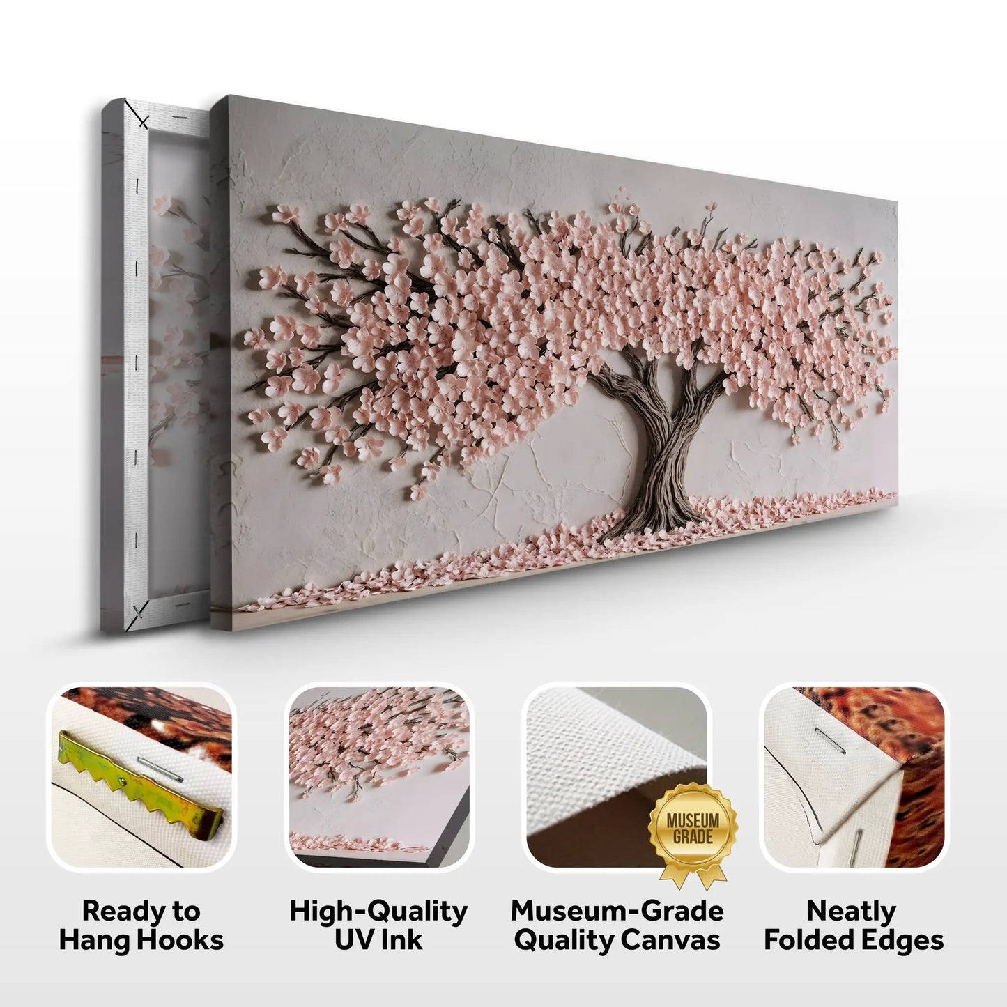 Blush Blossom Wall Art canvas by Tailored Canvases with pink cherry blossom tree texture on Tampa Home & Garden Store