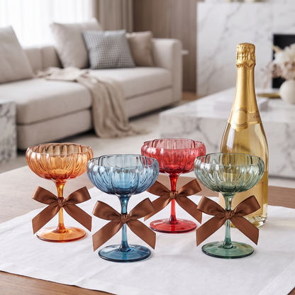 Muted Flower Coupe Glasses and a Set of Four
