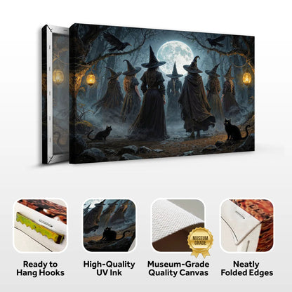 Coven of Witches Halloween Wall Art canvas Tailored Canvases, witches gather under a full moon on Tampa Home & Garden Store