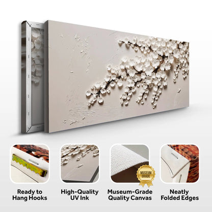 White Cherry Blossom Canvas Art on Cream Background Tailored Canvases Crafting Canvas on Tampa Home & Garden Store