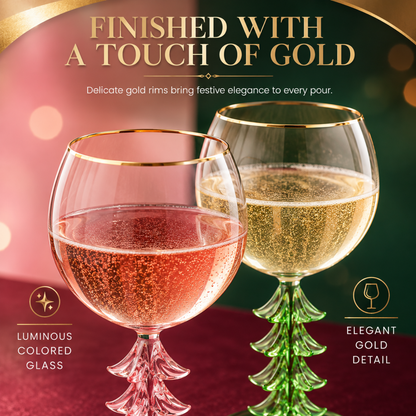 Natale Clear Stemmed Wine Glasses Set of 2