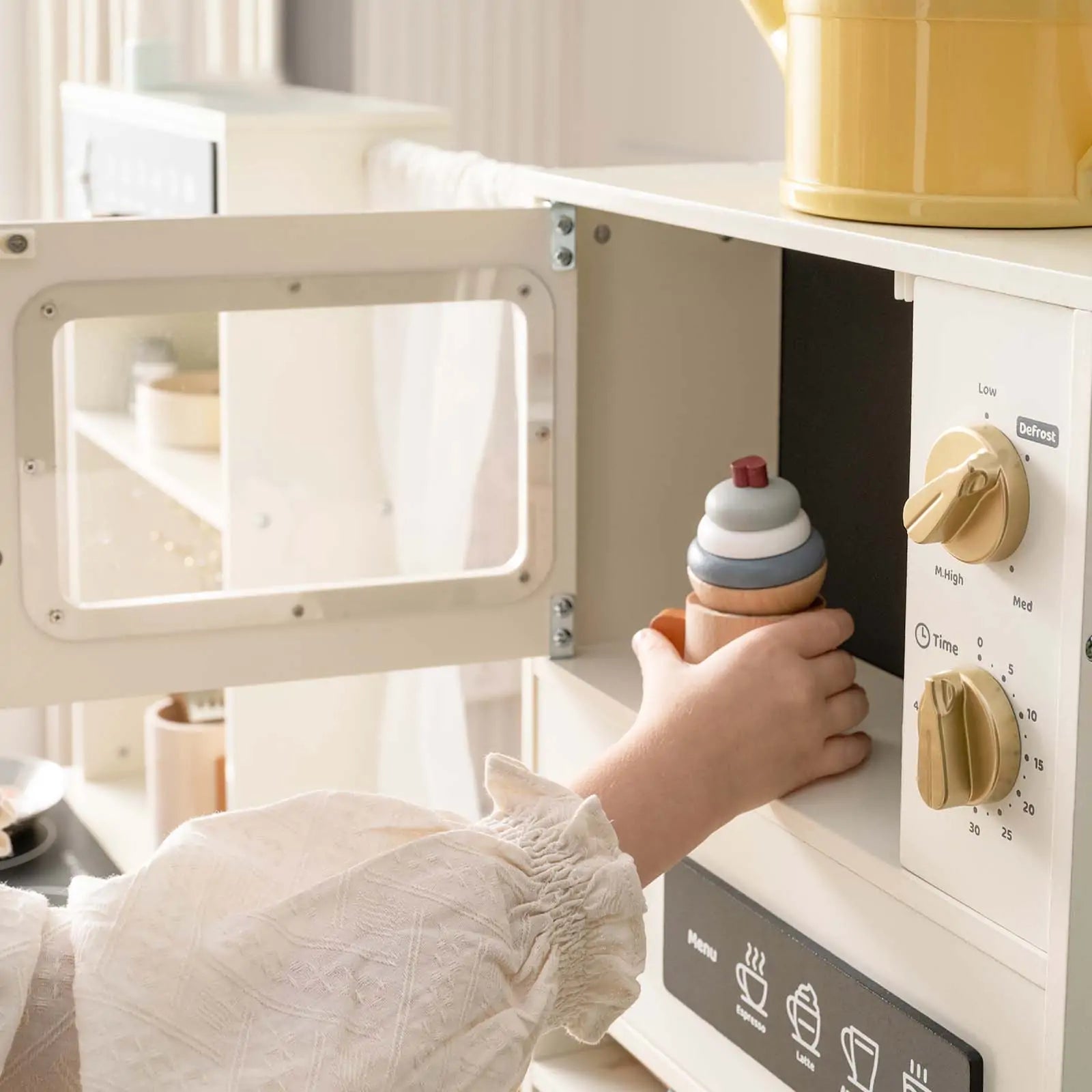 Tiny Land Play Kitchen with Running Water in cream aqua, white toy kitchen by Tiny Land INC on Tampa Home & Garden Store