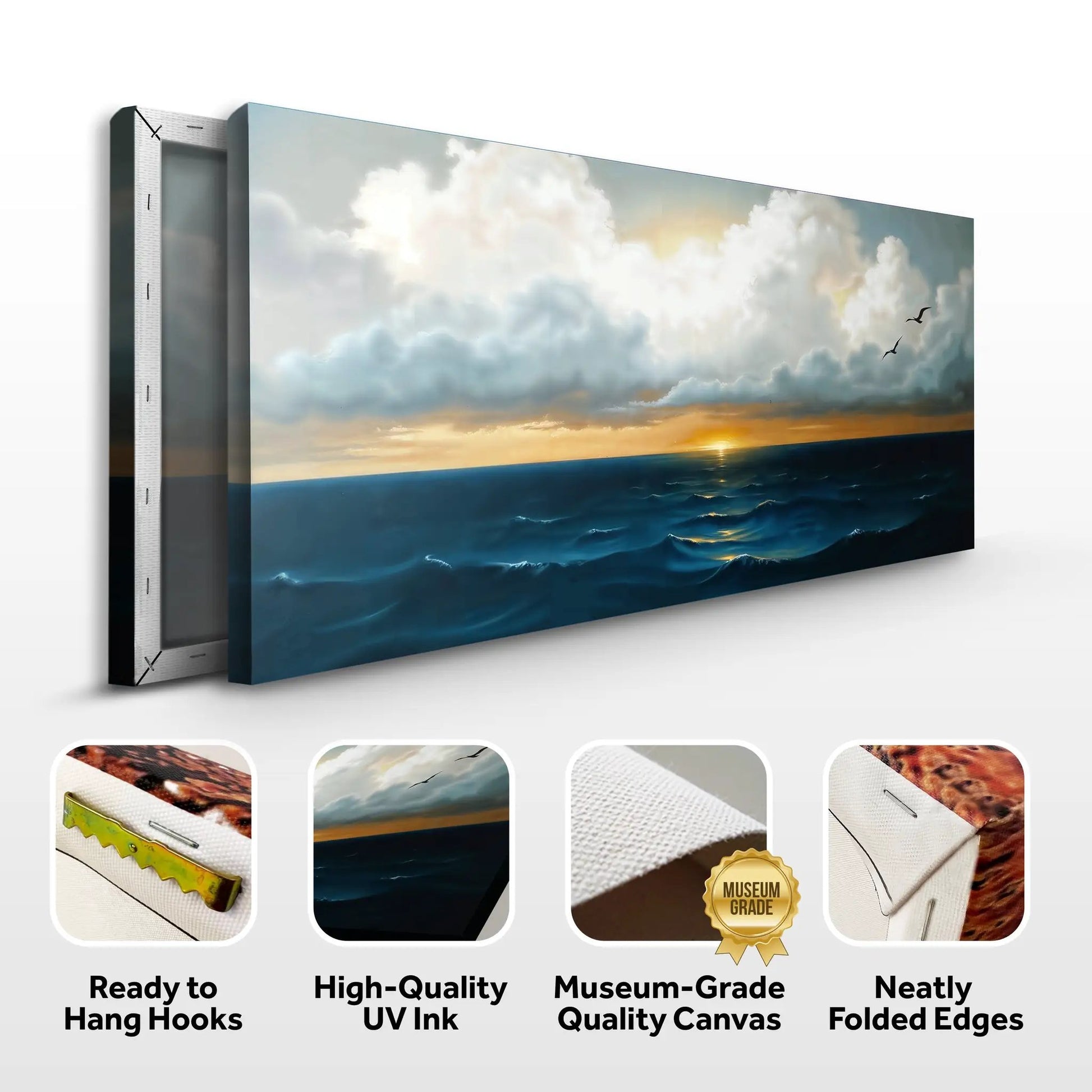 Waterscape Abstract Wall Art II canvas with blue ocean and sunset by Tailored Canvases on Tampa Home & Garden Store