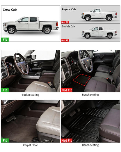 Umbrauto all-weather floor mats for Chevy Silverado/GMC Sierra Crew Cab; bucket fit on Tampa Home & Garden Store