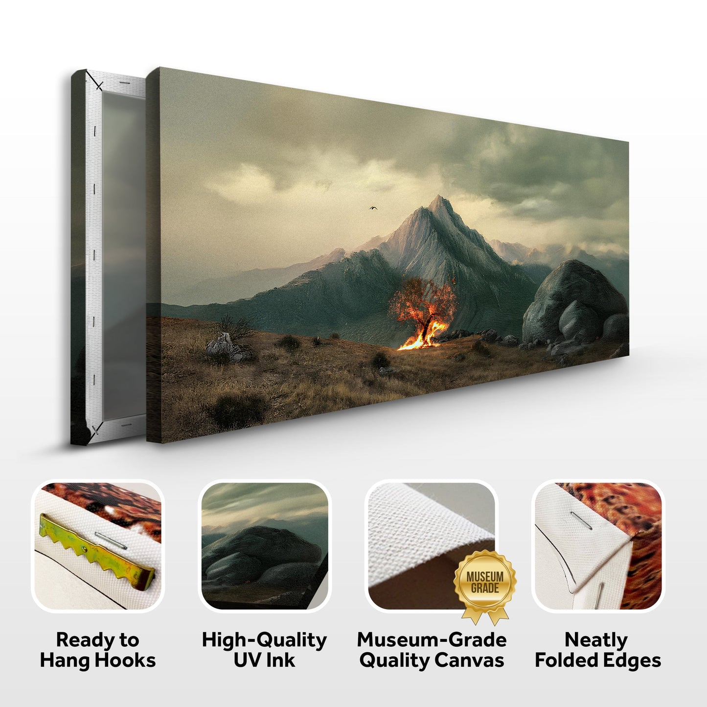 Burning Bush Faith Wall Art IV canvas by Tailored Canvases, landscape with campfire on Tampa Home & Garden Store