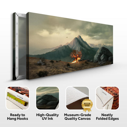 Burning Bush Faith Wall Art IV canvas by Tailored Canvases, landscape with campfire on Tampa Home & Garden Store