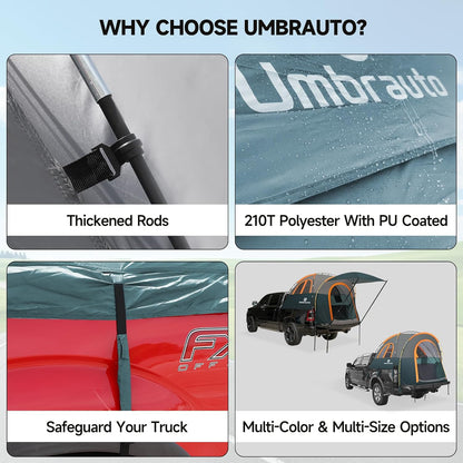 Umbrauto Truck Bed Tent with Awning for 5.5–5.8 ft beds PU-coated 210T polyester on Tampa Home & Garden Store
